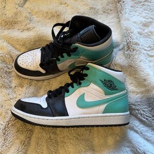 Women’s Nike Jordan 1 Mid Teal and Black Sneakers